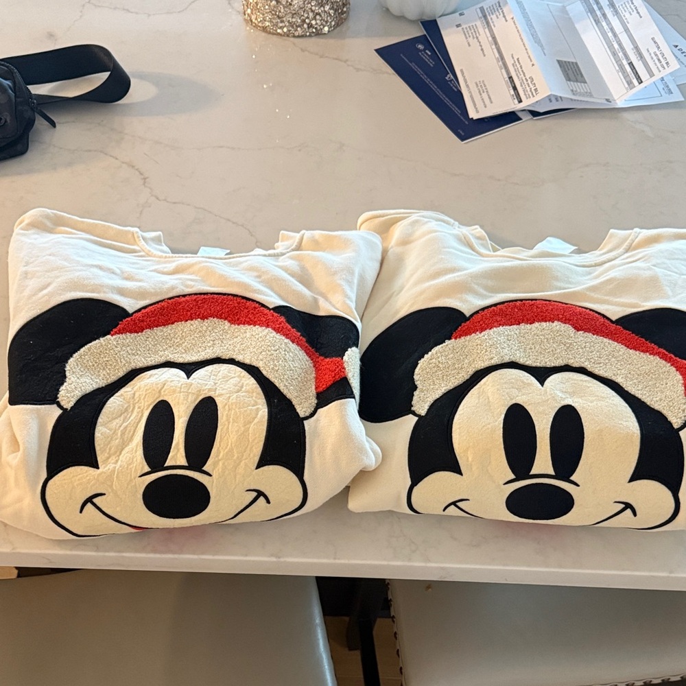 Disney Cream and Black Mickey Mouse Crewneck Sweater (2 sweatshirts both 2xl